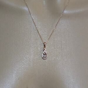 925 rose gold tear drop necklace NWT